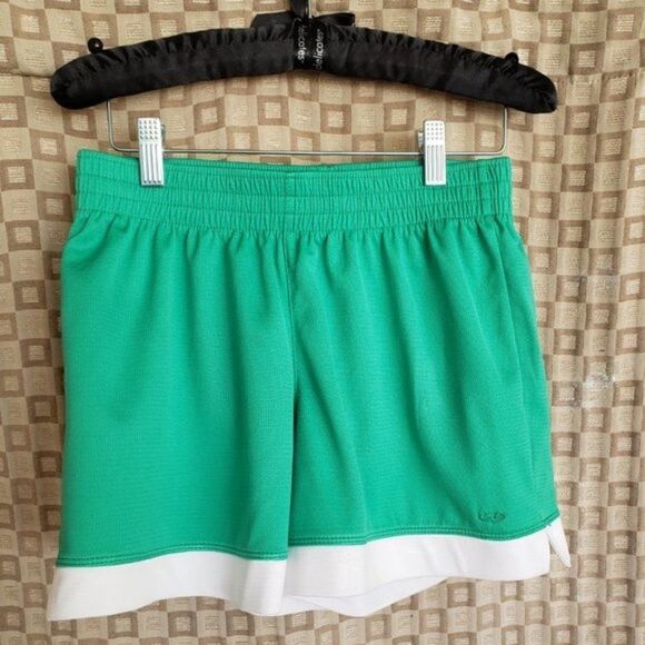 Girls Essential Athletic Shorts Green White Training Shorts Small - Picture 3 of 6